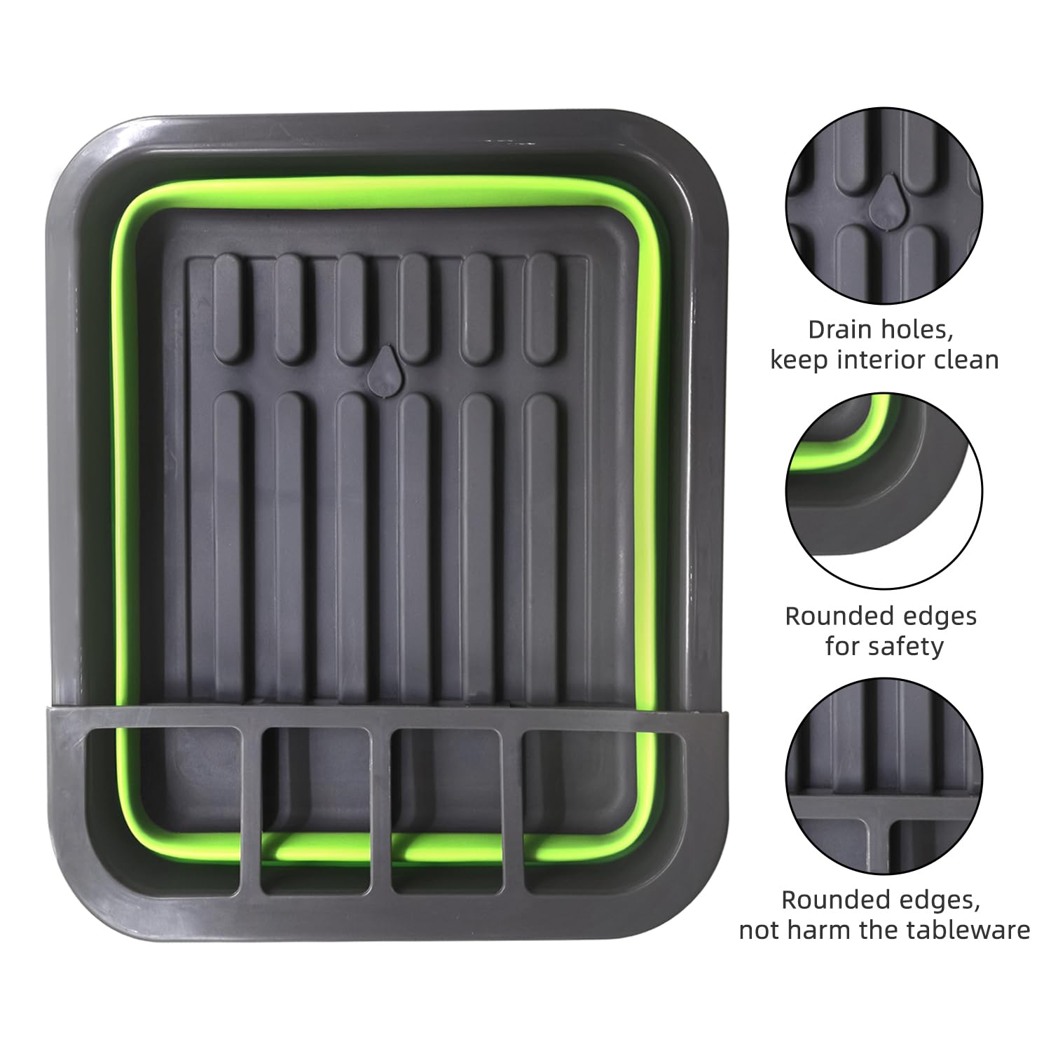 Thanstar collapsible dish drying rack counter drainage directs water into sink