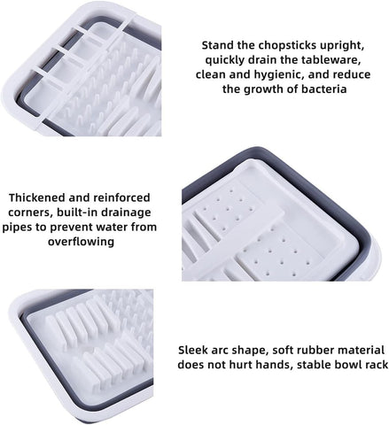 THANSTAR portable collapsible dish drainer folds flat for under-sink storage.