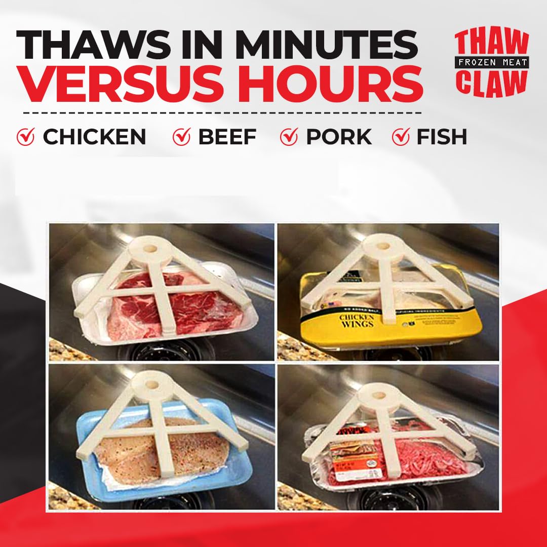 Thaw Claw in action: defrosted chicken resting after quick thaw.