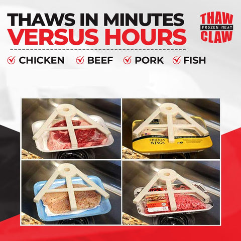 Thaw Claw in action: defrosted chicken resting after quick thaw.