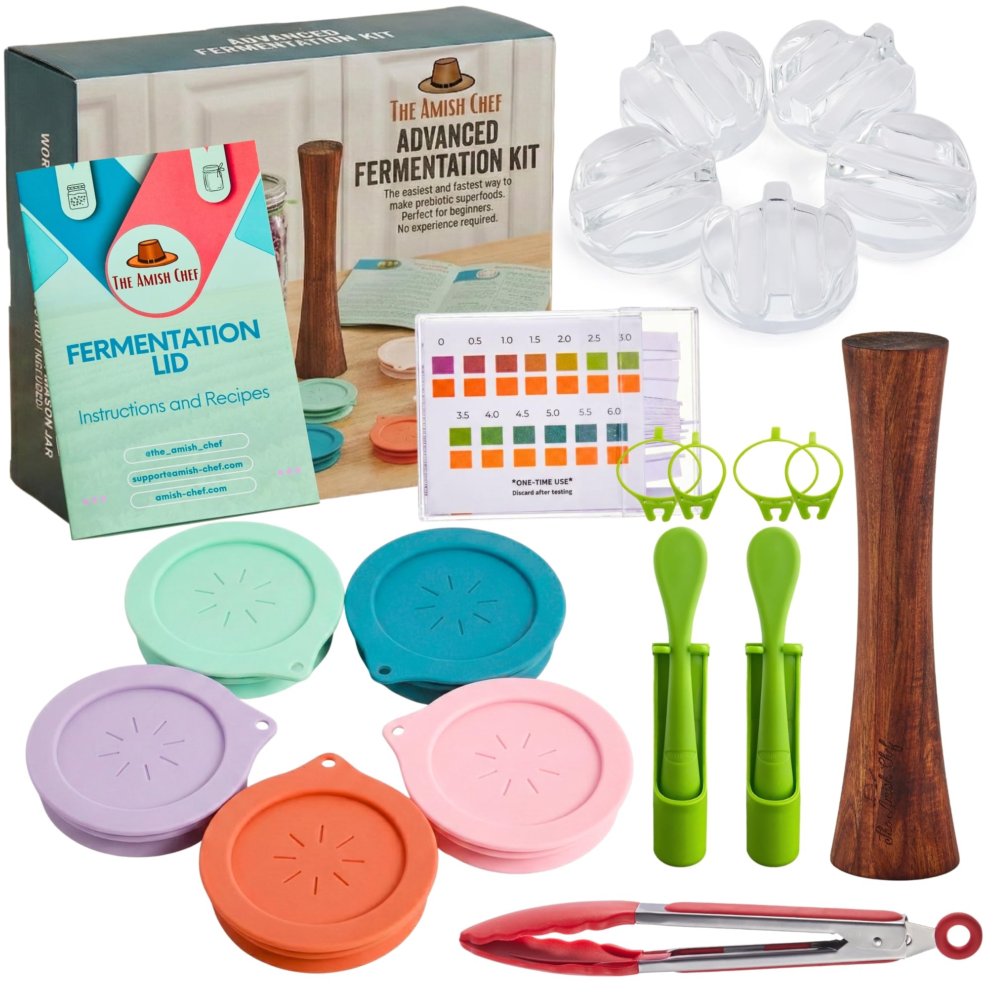 The Amish Chef Advanced Fermentation Kit wide-mouth lids seal for fresh ferments