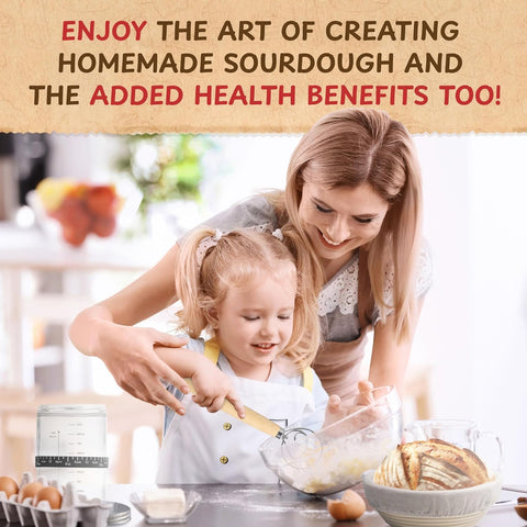 The Amish Chef Sourdough Starter Jar with glass window for active fermentation.