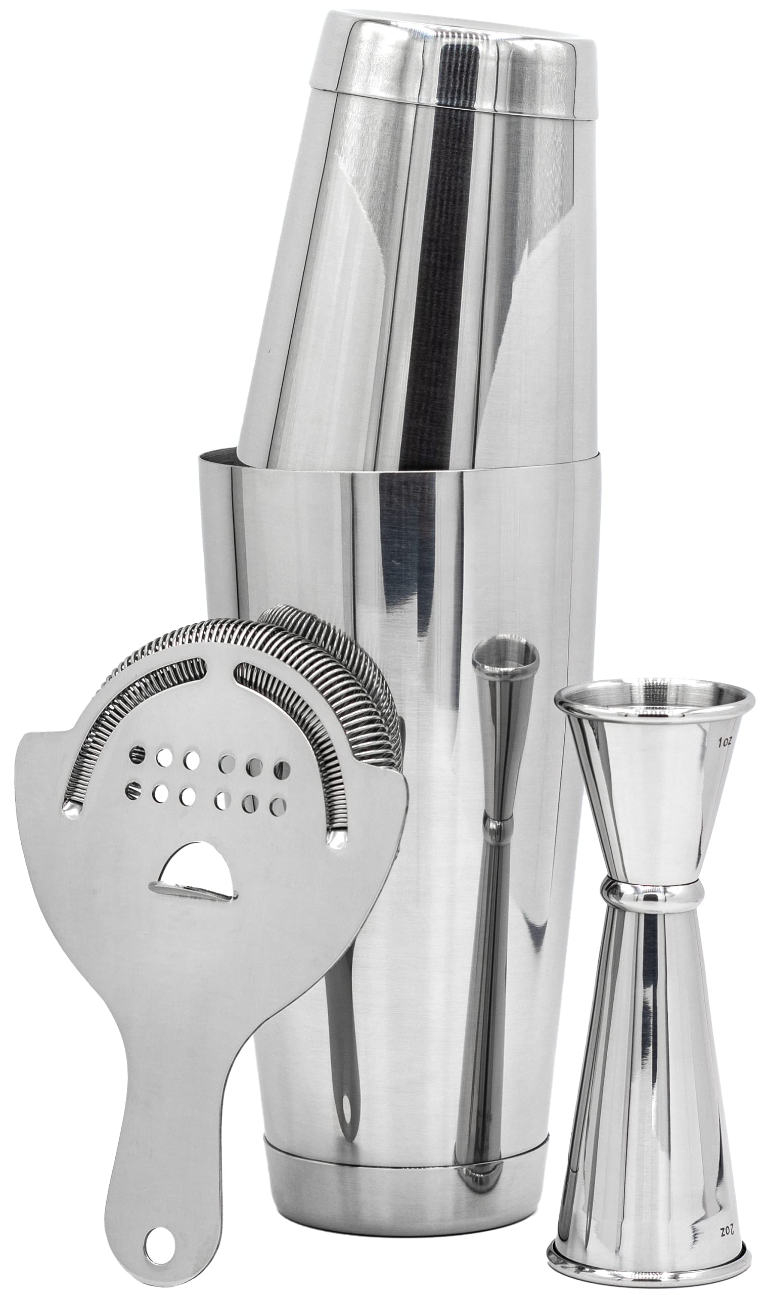 Art of Craft pro cocktail shaker set with Boston tins 18 oz and 28 oz for smooth shakes.