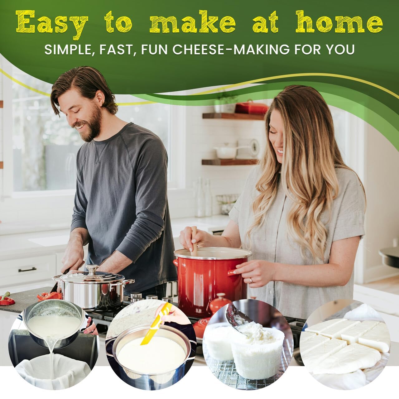 The Big Cheese Making Kit instruction booklet guiding at home cheese making