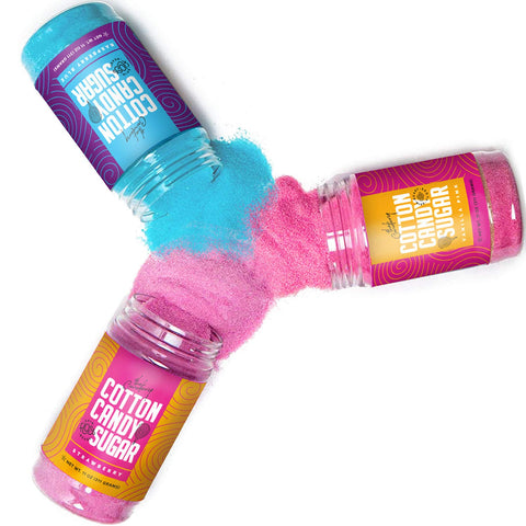 The Candery floss sugar jars provide ready flavors for quick candy floss.