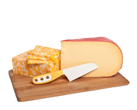 The Cheese Knife OKP2 yellow handle provides a soft grip for easy slicing.