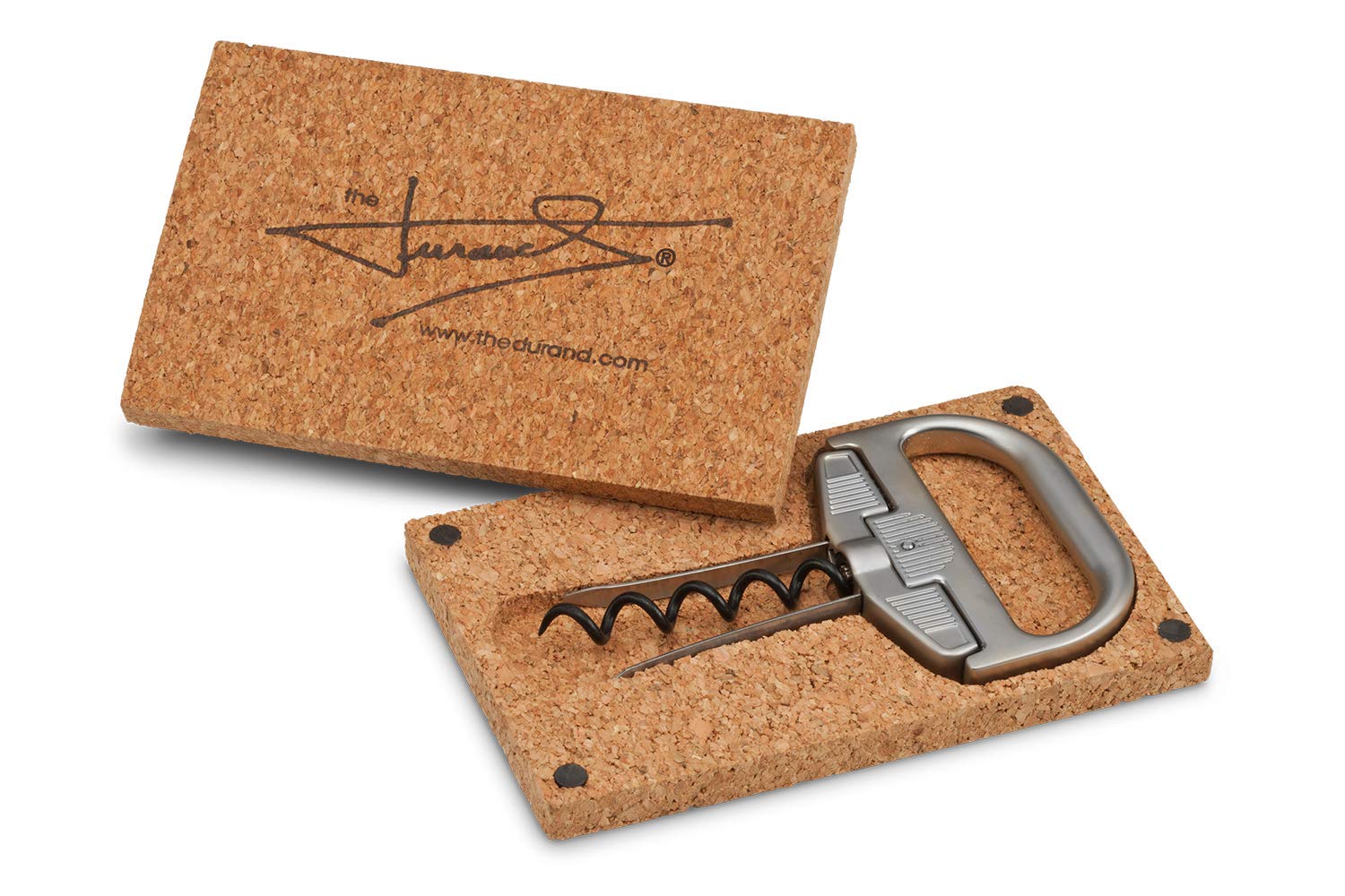Durand presentation box opened to reveal organized cork presentation