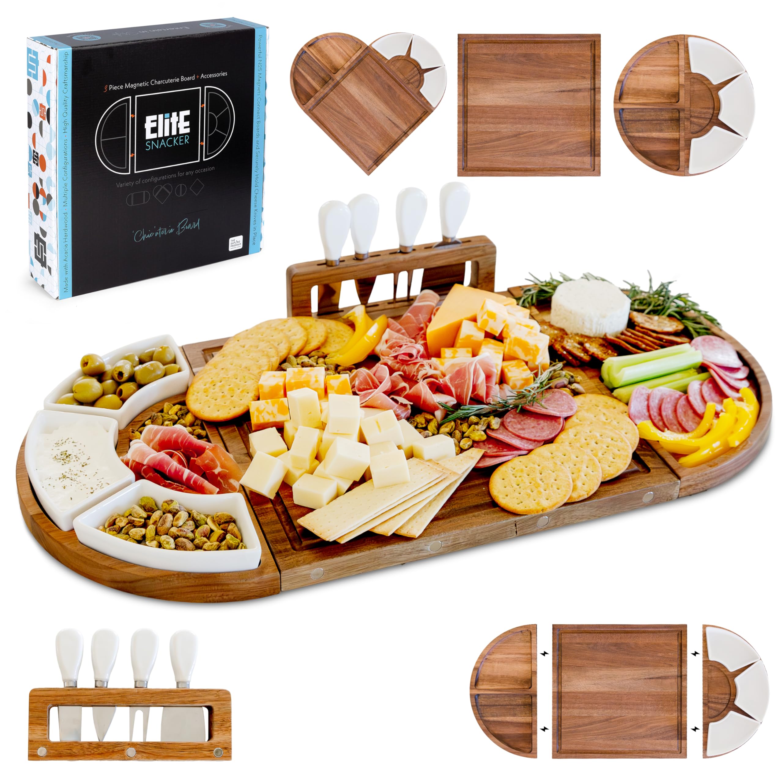 The Elite Snacker charcuterie board assembled for a stunning party display.