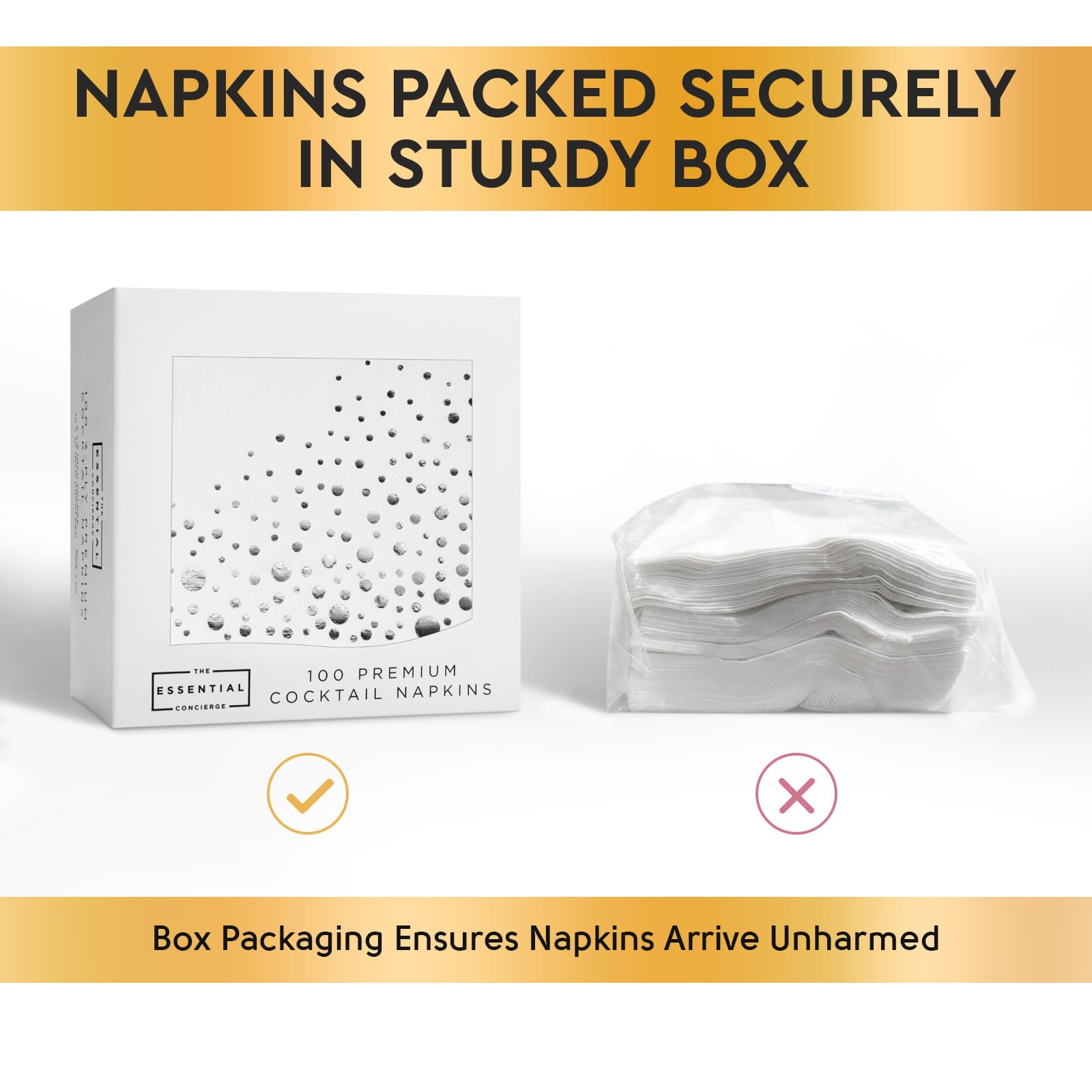 The Essential Concierge soft 3-ply napkins offer premium texture for events