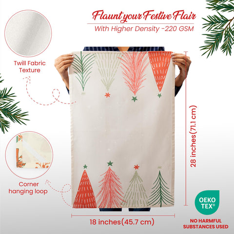 The Fine Living Co. Merry Christmas towels close-up weave highlights recycled cotton texture.