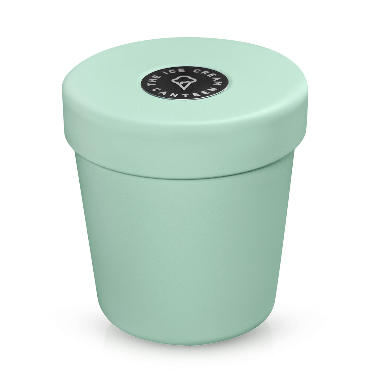 The Ice Cream Canteen mint green front view keeps ice cream portable and fresh.