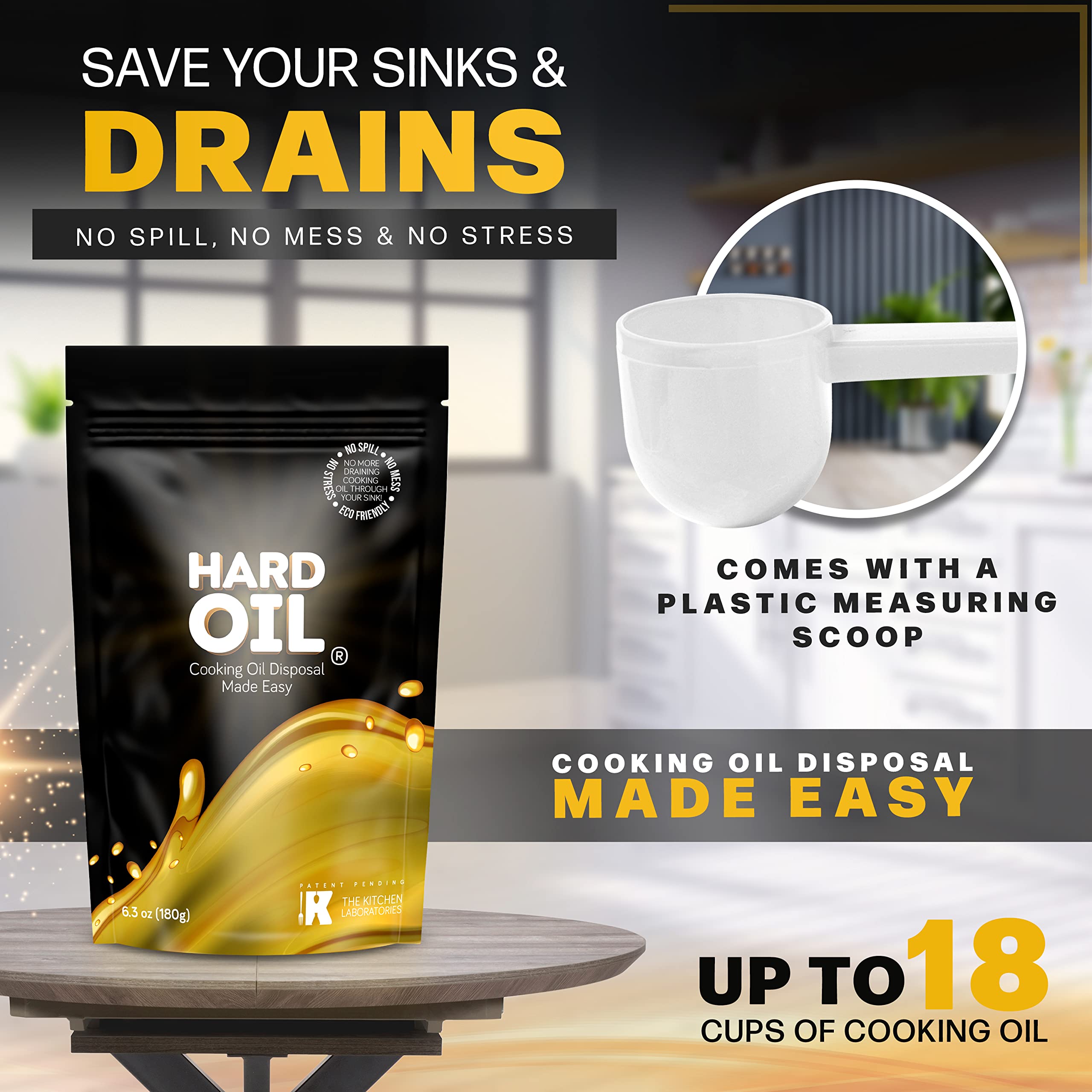 Eco-friendly HARD OIL formula keeps plumbing safe and green.