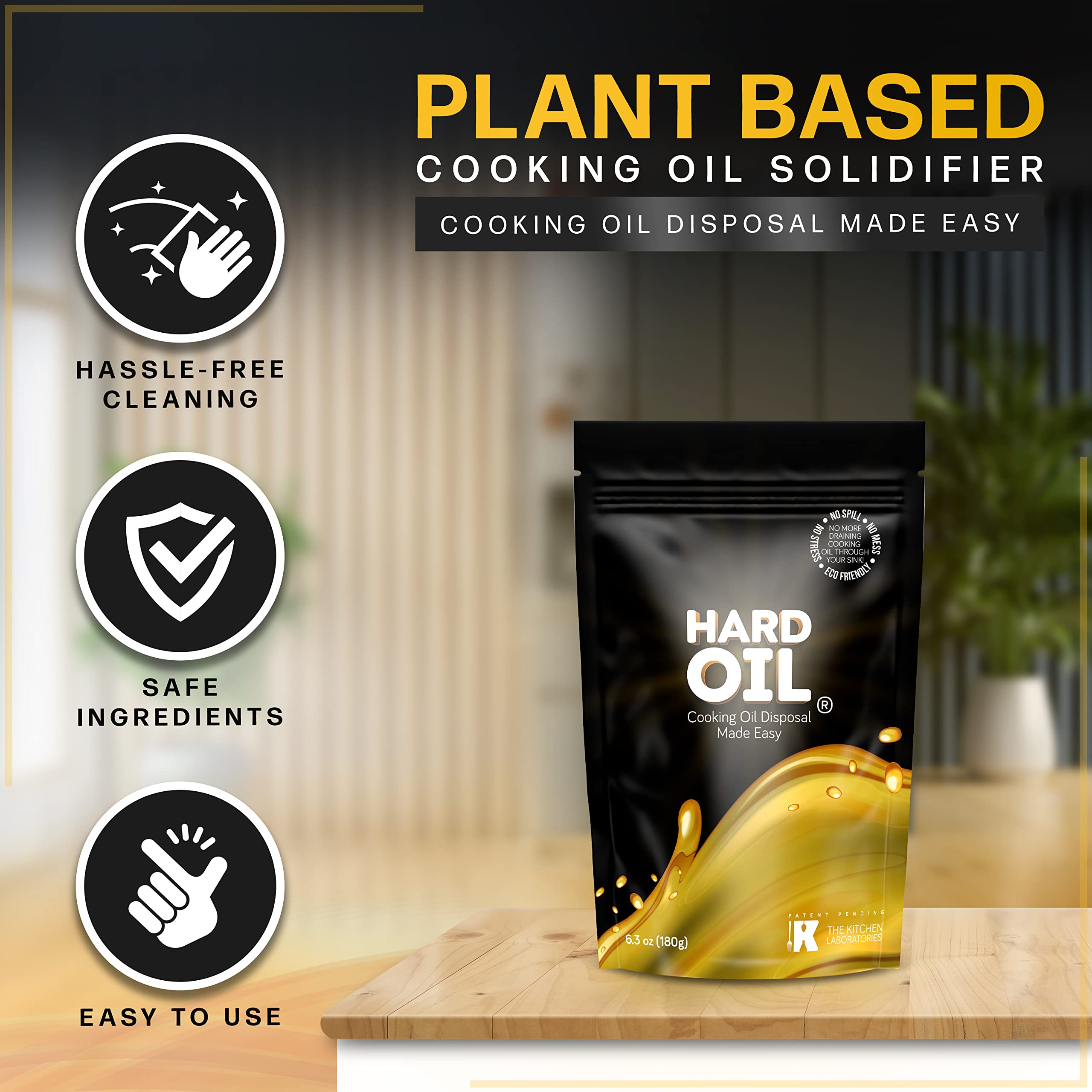 HARD OIL sprinkled into warm oil yields fast, clean solidification.