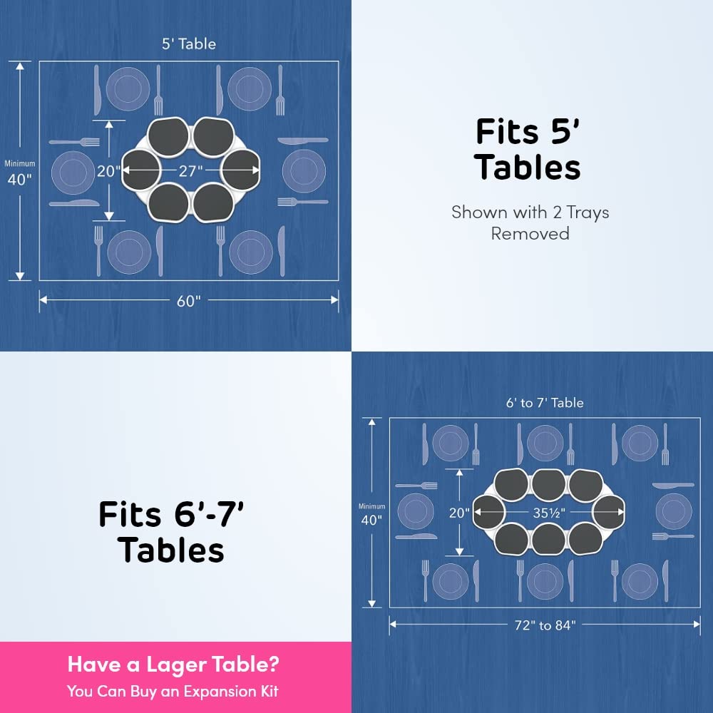 Patented long-table design fits oval and rectangular tables