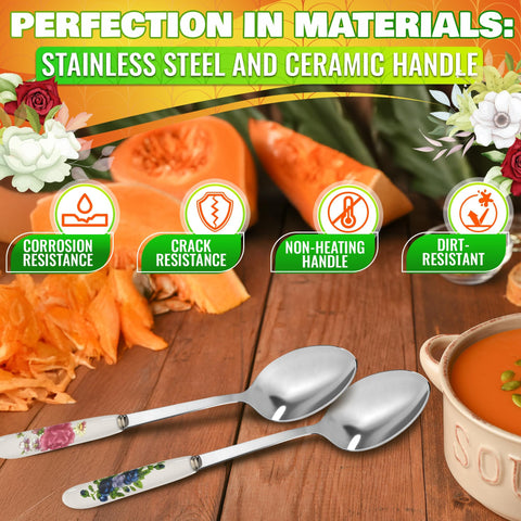 The Little Green Change ceramic-handled spoon stays cool to touch.