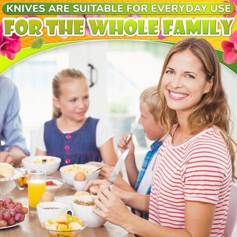 Ergonomic floral butter knife with easy-to-grip handle during meals.