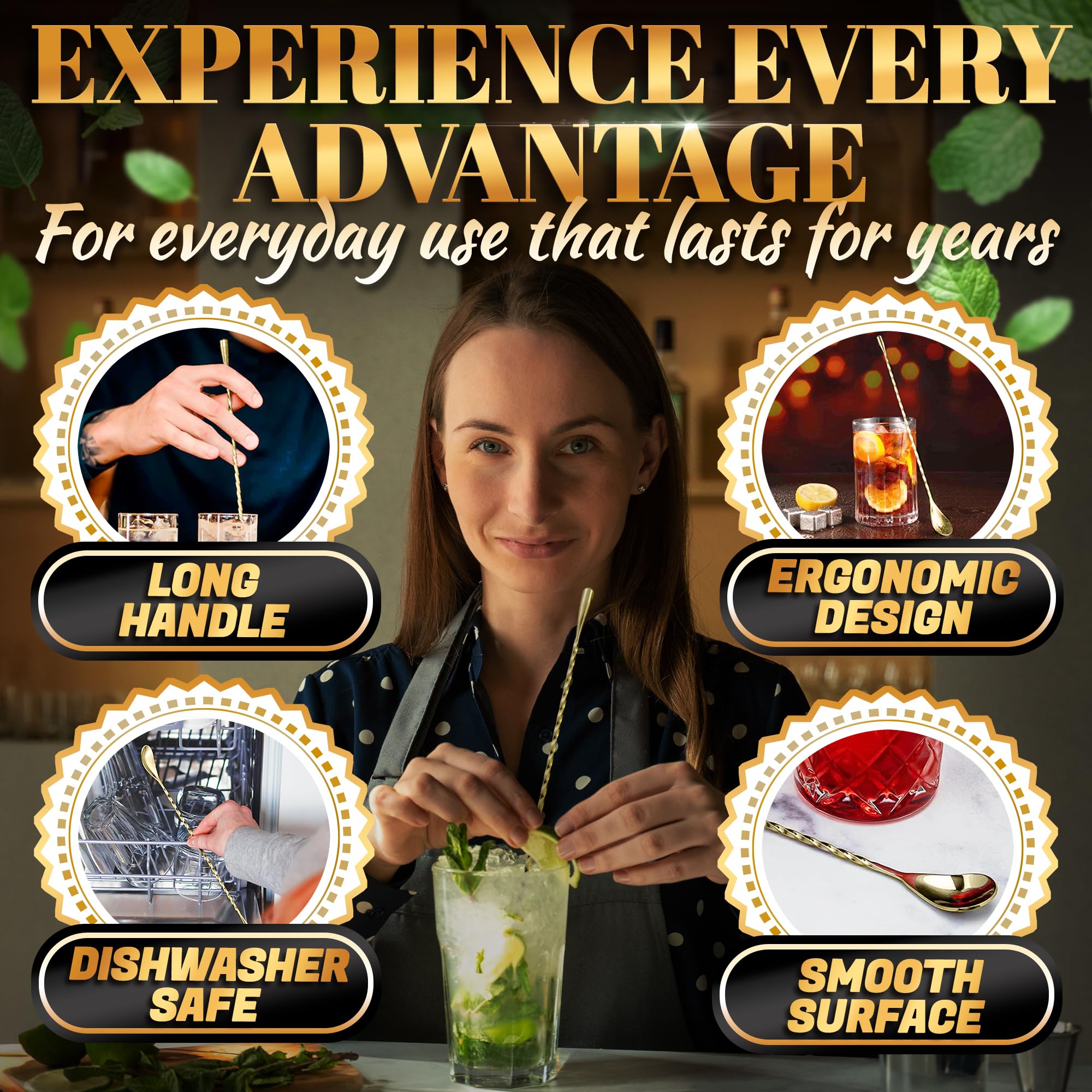 The Little Green Change long-handled 12-inch spoon reaches tall glasses and pitchers