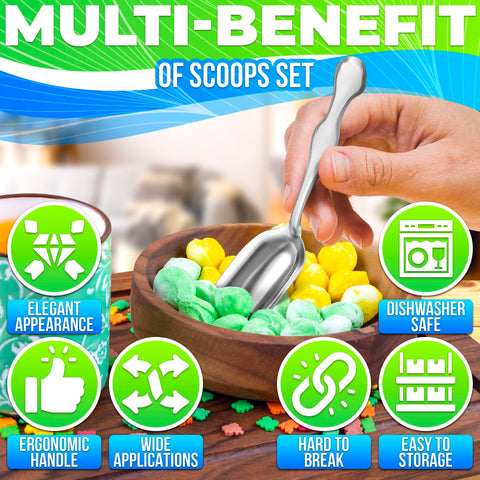 The Little Green Change mini scoops ideal for candy and nuts in the pantry