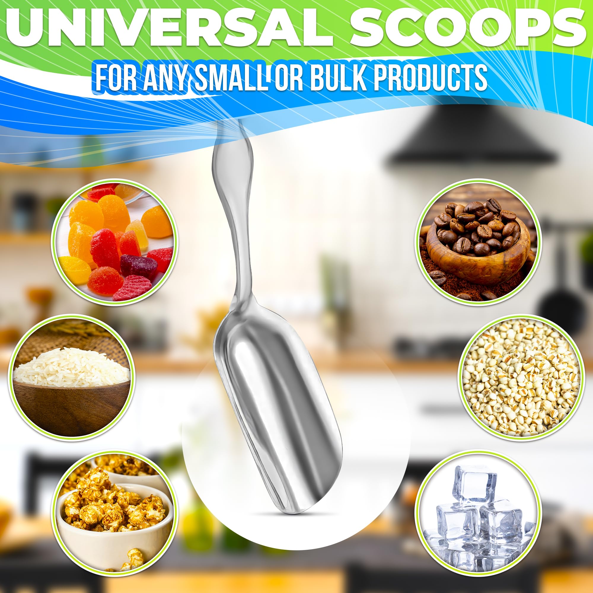 The Little Green Change mini scoops suited for coffee jars and beverages