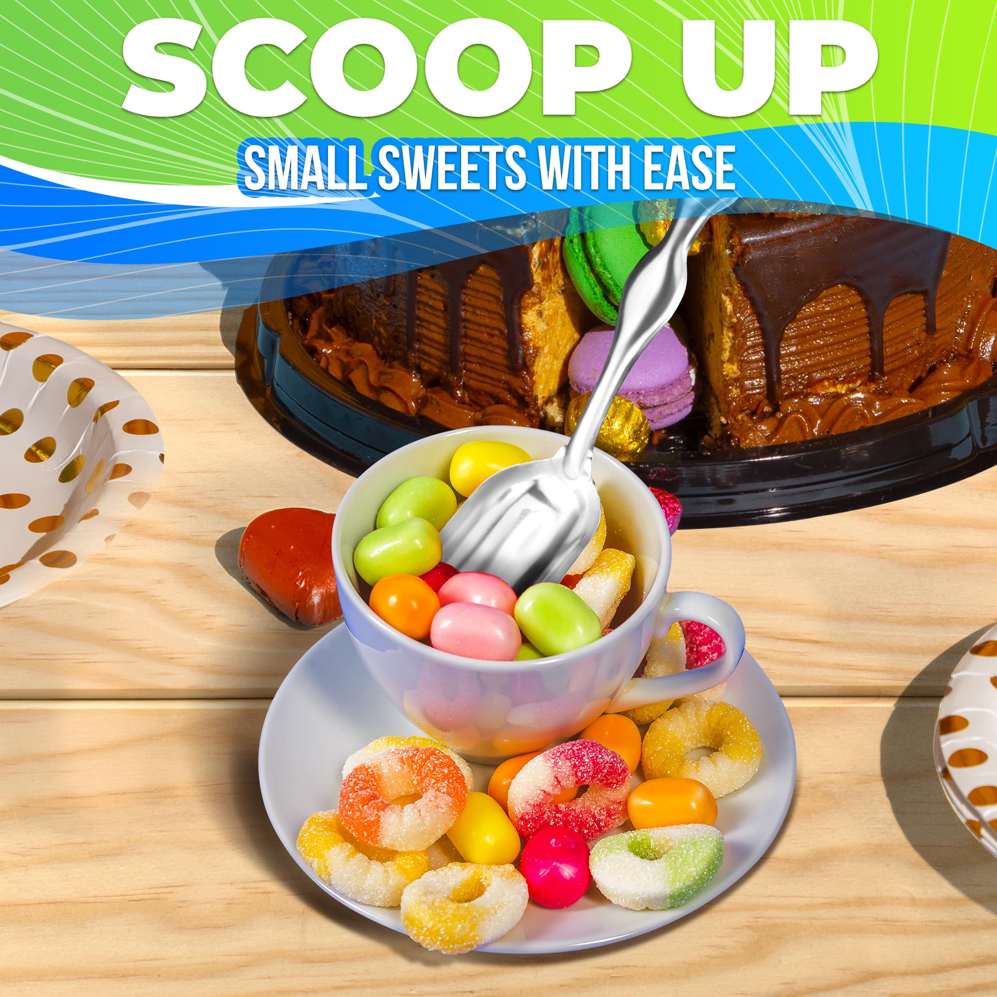 The Little Green Change mini scoops feature a space-saving design