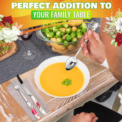 The Little Green Change stainless steel soup spoons resist corrosion daily.