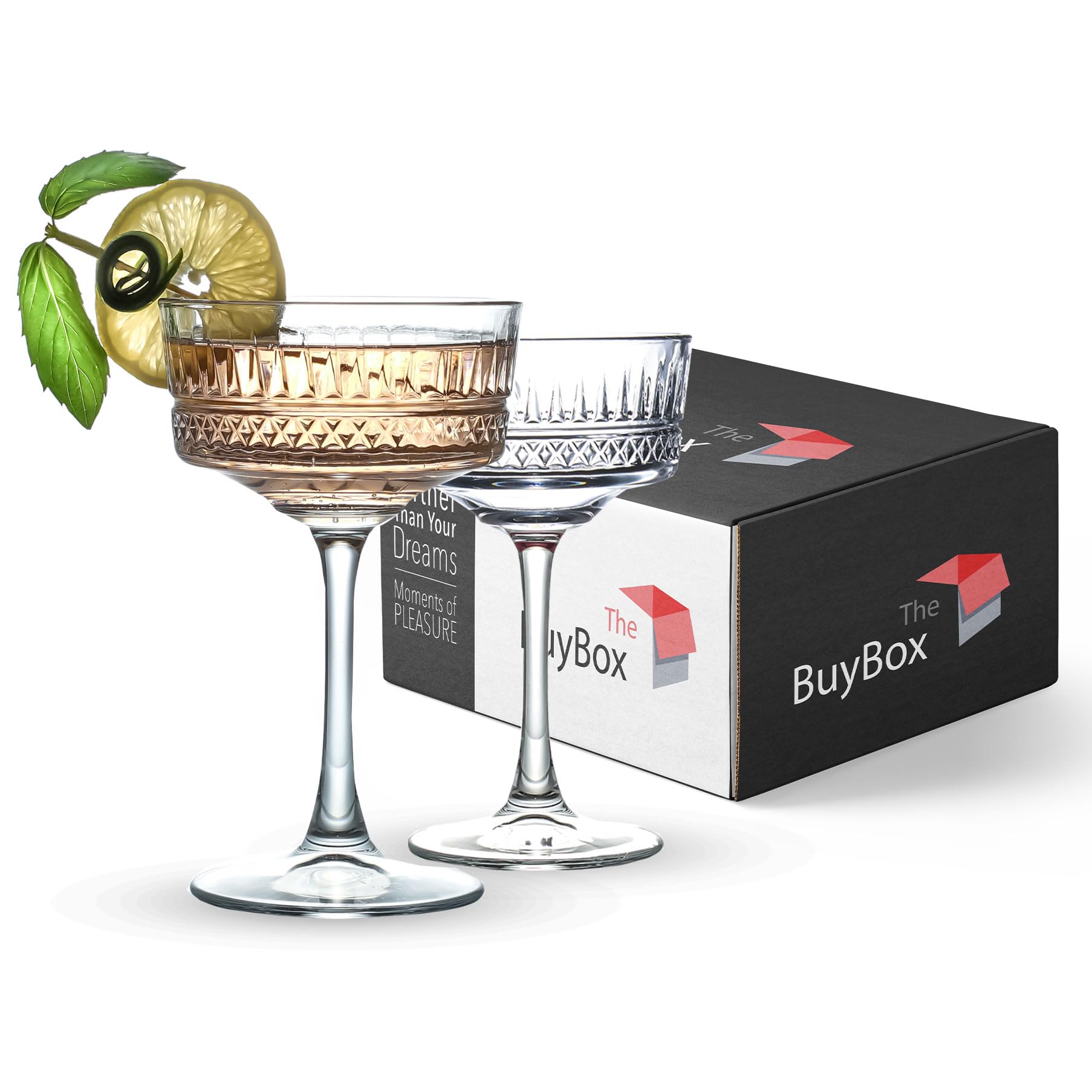 the mask el turko Buybox Vintage Coupe Glasses 2-pack ideal for entertaining with champagne