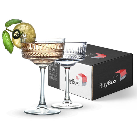the mask el turko Buybox Vintage Coupe Glasses 2-pack ideal for entertaining with champagne
