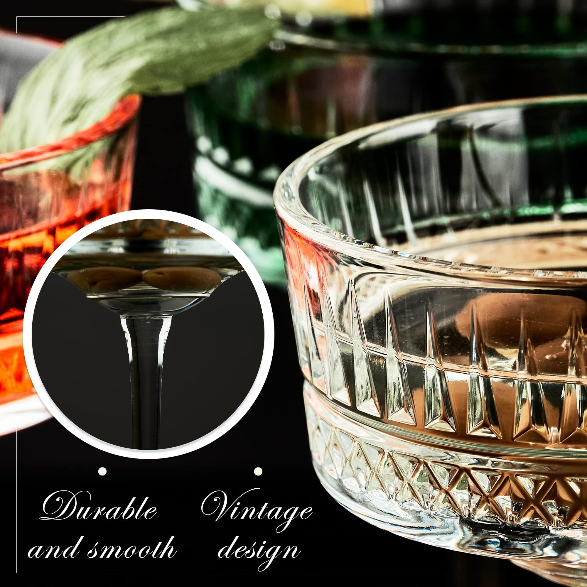 the mask el turko martini coupe glasses 2-pack for refined martini presentations