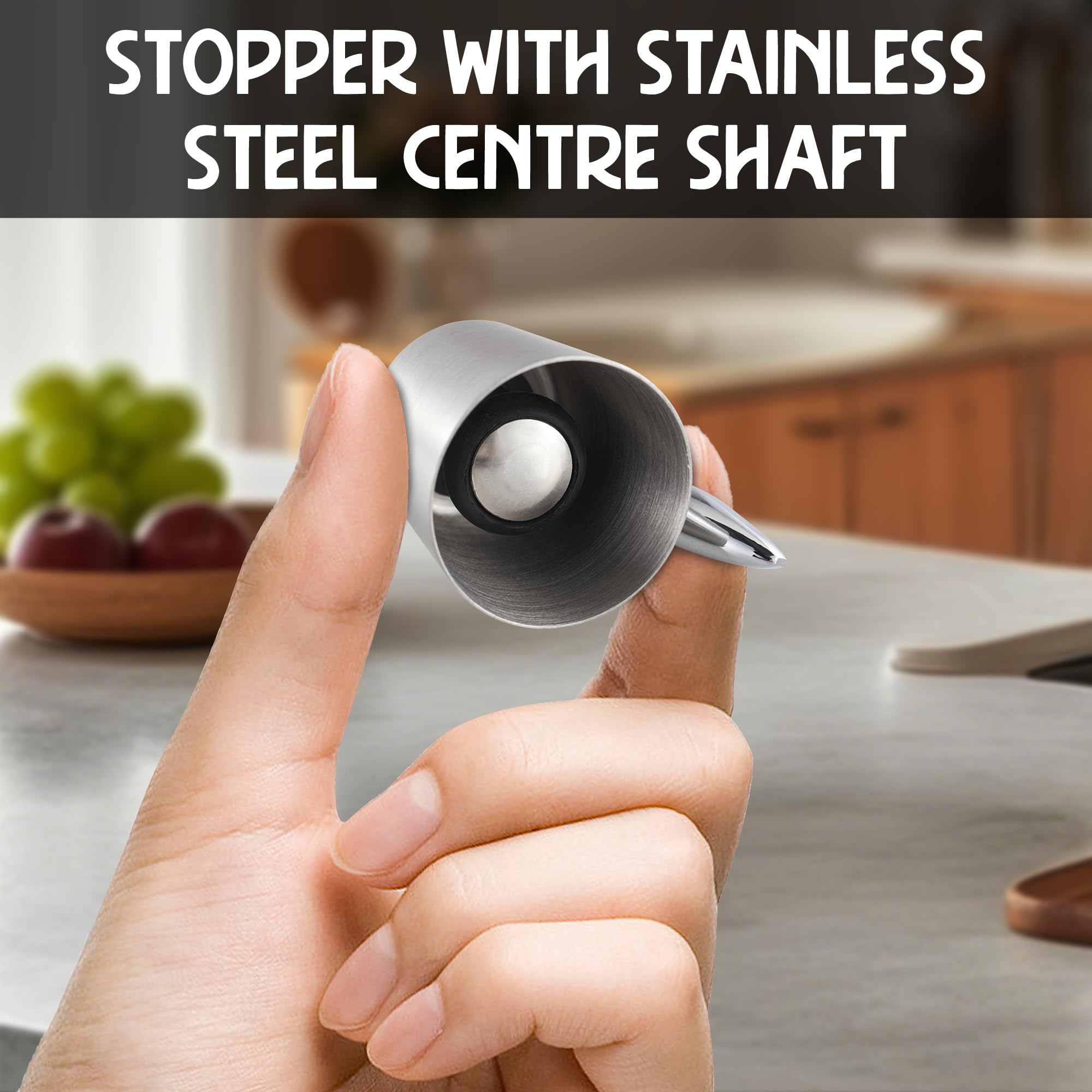 The ONLY GIFT WORTH GIVING stainless toppers fit most bottles with sleek design.