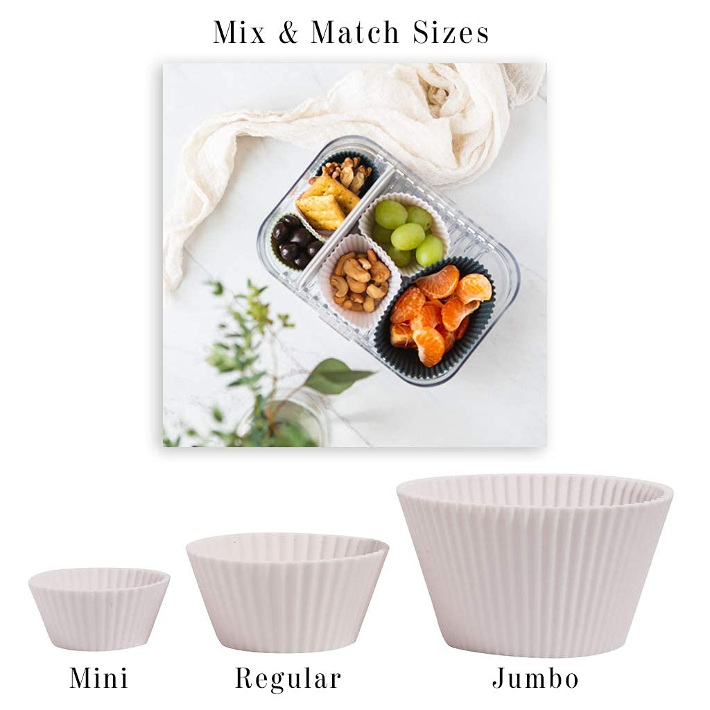 The Silicone Kitchen baking cups designer white, top view, reusable perfection