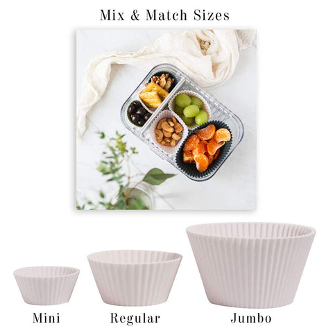 The Silicone Kitchen baking cups designer white, top view, reusable perfection