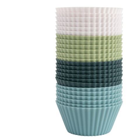 The Silicone Kitchen baking cups navy, top view, heat-safe for muffins
