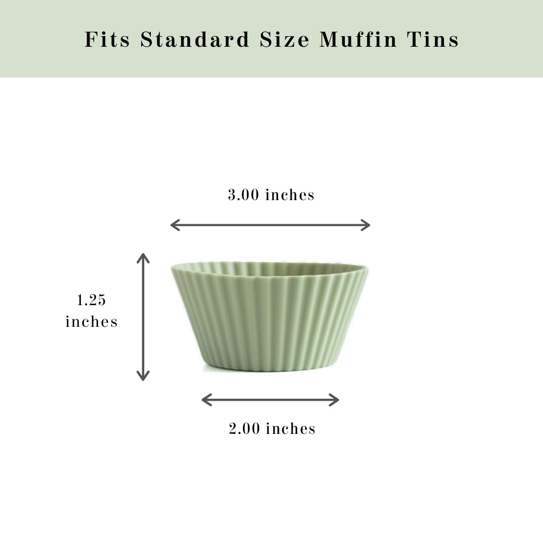 The Silicone Kitchen baking cups sage green, top view, freezer-to-oven versatility