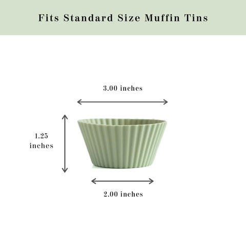 The Silicone Kitchen baking cups sage green, top view, freezer-to-oven versatility