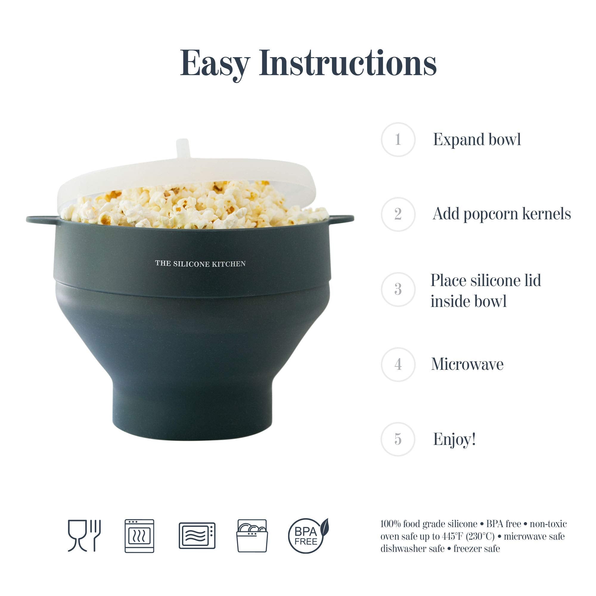 The Silicone Kitchen non-toxic BPA-free silicone ensures food-safe popping.