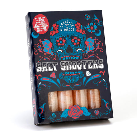 The Spice Lab freezer-ready pink salt glasses keep shots chilly.