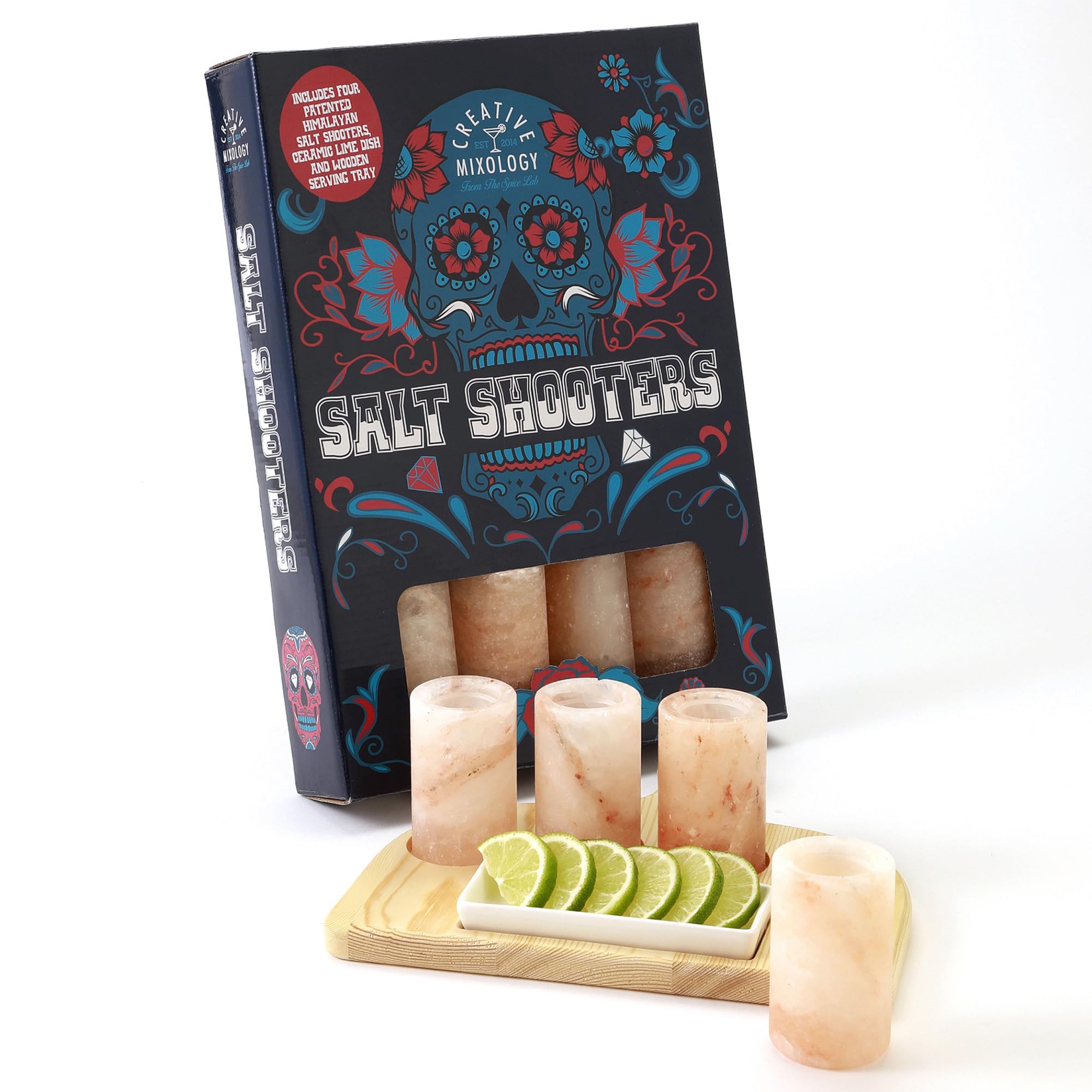 The Spice Lab pink salt tequila shot glasses set for stylish entertaining.