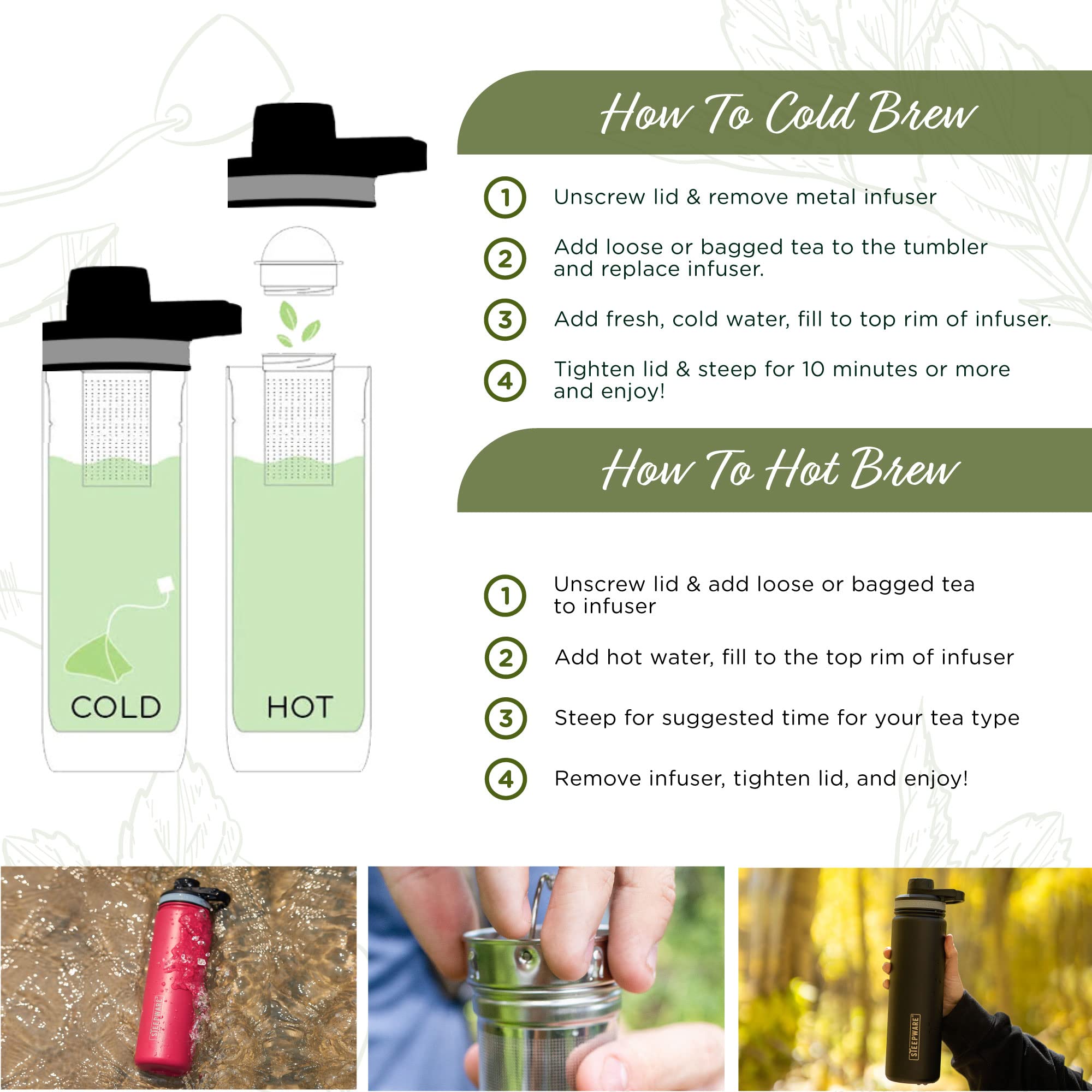 The Tea Spot Steepware leakproof cap protects the mouthpiece during sips.