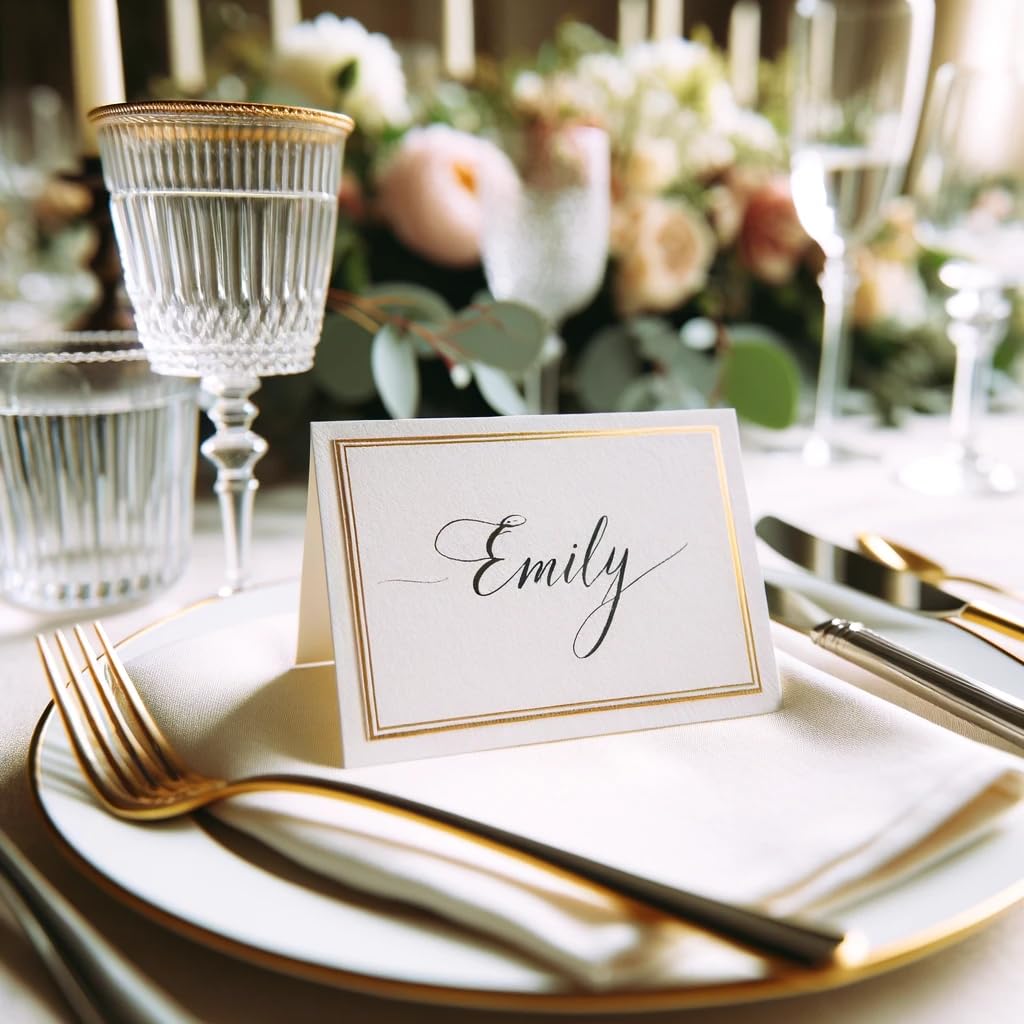 The Twiddlers 200 wedding table setting idea showcases elegant, easy-to-use name cards.