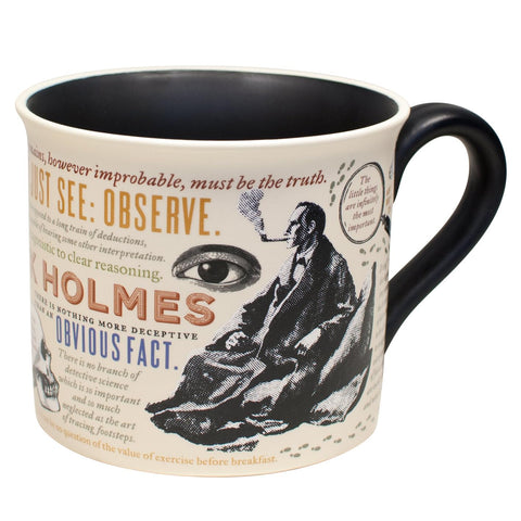 14 oz ceramic Sherlock Holmes mug for daily coffee or tea use.
