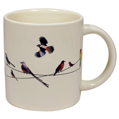 The Unemployed Philosophers Guild Birds on a Wire mug adds whimsy to your desk coffee break.