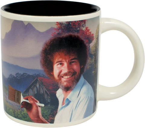 Ideal for Bob Ross fans seeking a playful, artful mug experience.