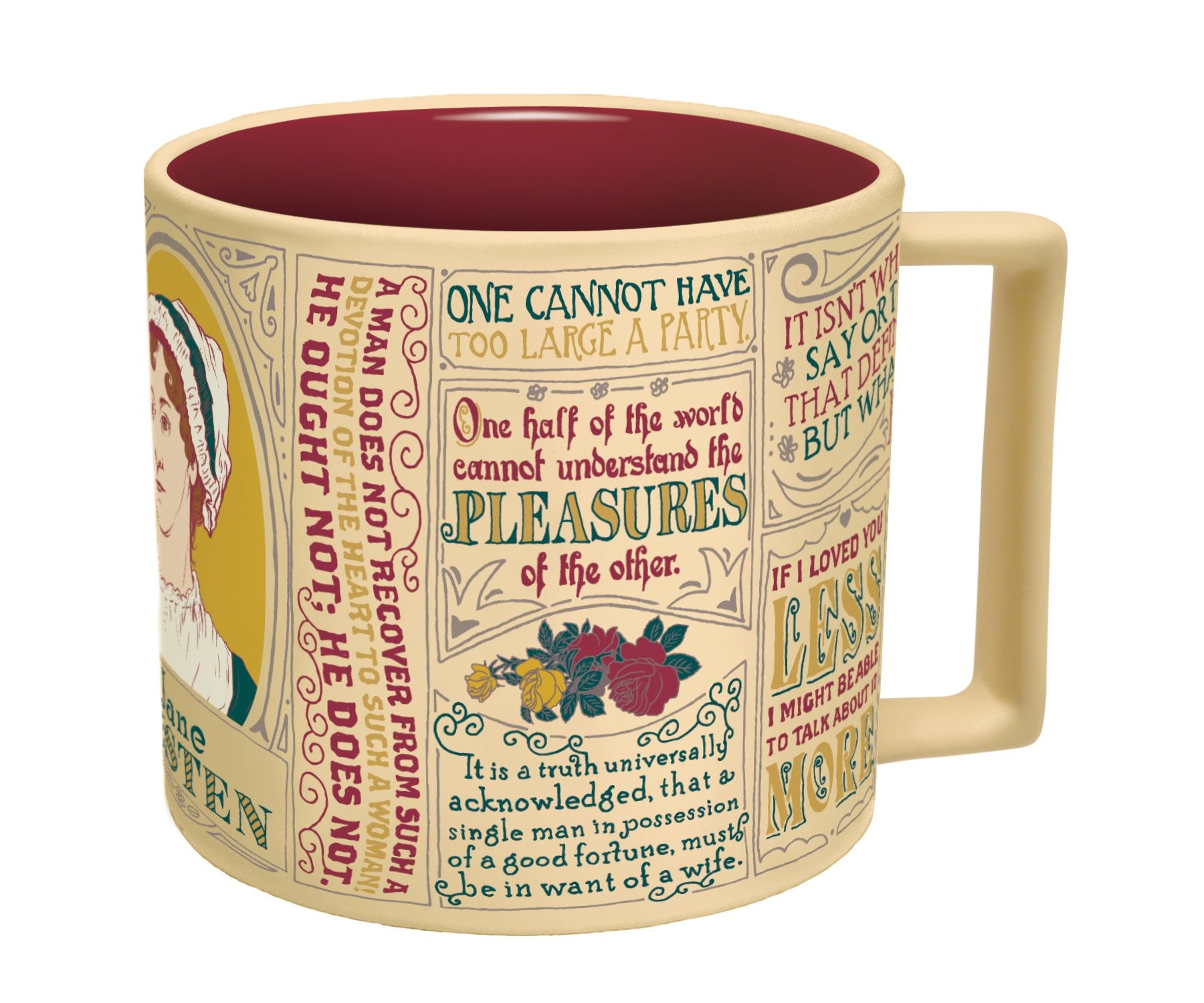 Celebrates Austen’s wit with classic typography and imagery