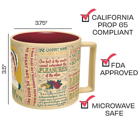 Gift box presentation makes the mug a ready-to-give literary gift