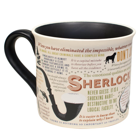 Unemployed Philosophers Guild Sherlock Holmes mug in a colorful gift box for gifting.