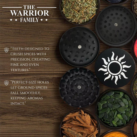 The Warrior Family pollen-catcher-mesh preserves aroma while preventing waste.