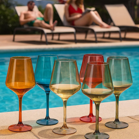 The Wine Savant elegant plastic glass, ideal for weddings or special events.