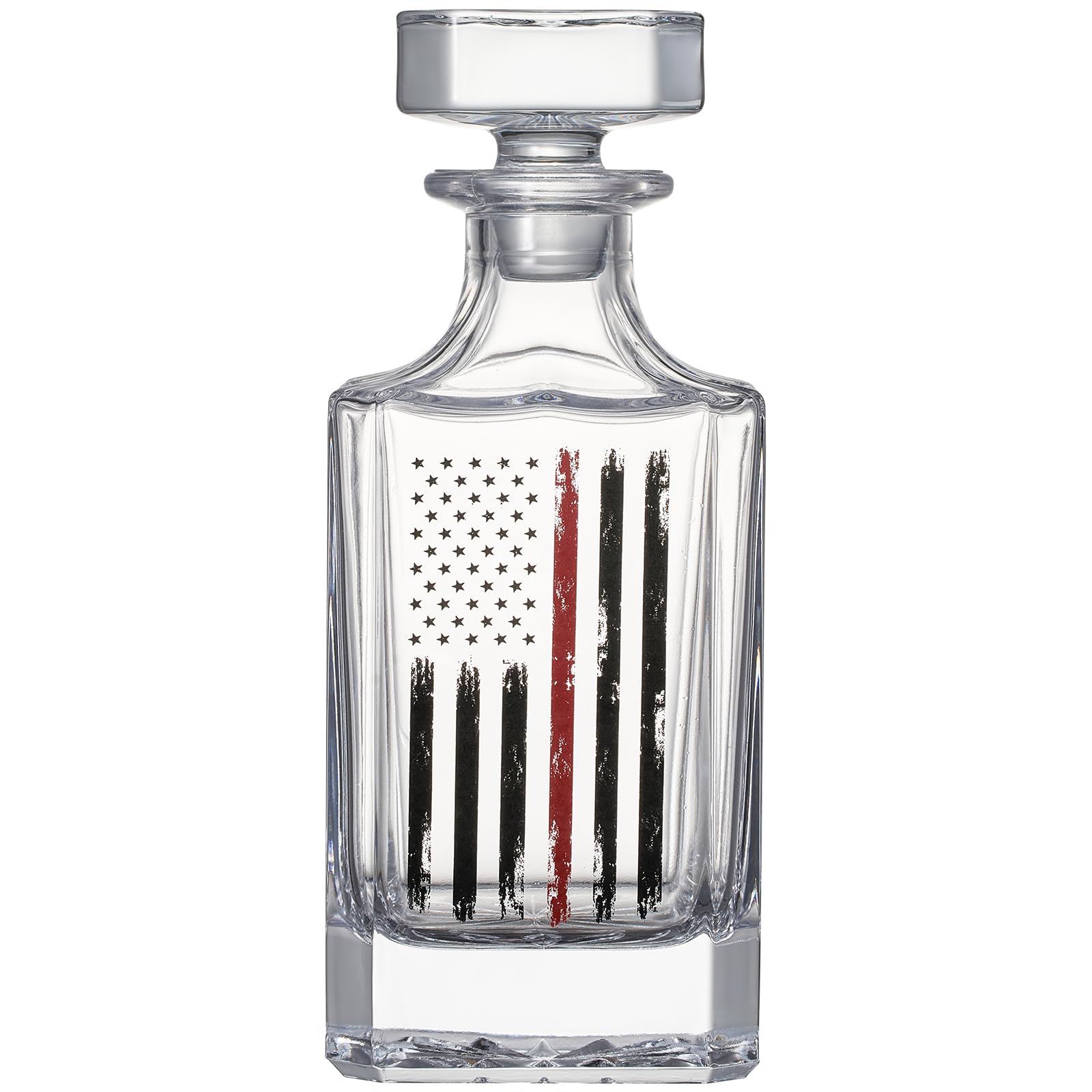 The Wine Savant firefighter glasses with ten-ounce flag design for comfortable pours.