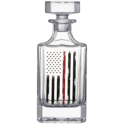 The Wine Savant firefighter glasses with ten-ounce flag design for comfortable pours.
