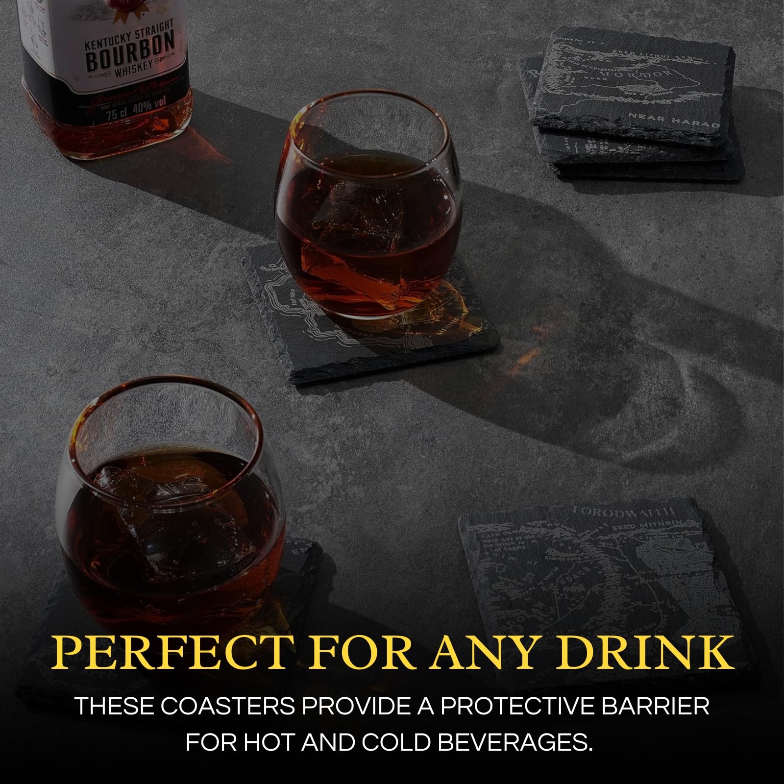 The Wine Savant LOTR map coaster complements coffee tables and home bars beautifully